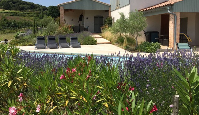 Rustic-chic house with large private heated pool and lovely views over a village