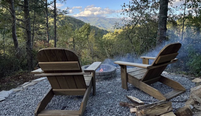 Rustic, Cozy Cabin with a View of the Smokies, Firepit, Large Deck, Pet-Friendly
