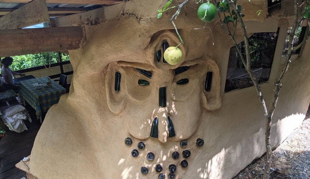 Rustic earthen two story cottage in Quintas del Bosque sleeps two couples.