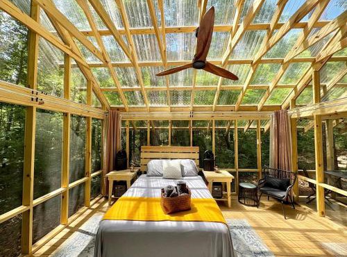 Rustic Glamping Screenhouse with Clear Roof and Farm Views near Kerr Lake, Henderson, NC