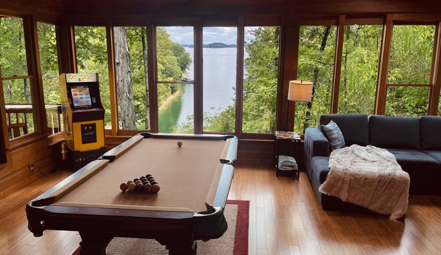 Rustic Lakefront Cabin near Smokies w/Hot Tub, Firepit, Pool Table + Views!