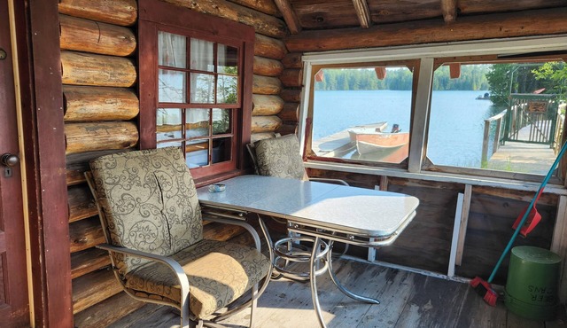 Rustic Log Cabin #8 on Crow Lake at Bull Moose Lodge. Family and pet friendly