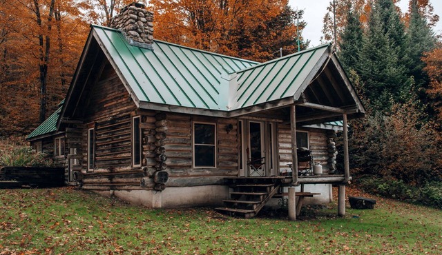 Rustic Log Cabin Rental in the Forest near Kingdom Trails and East Burke, Vermont