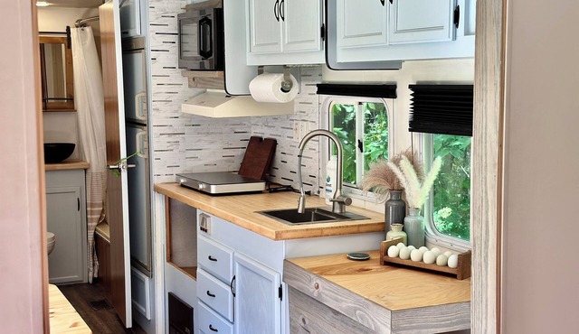 Rustic Remodeled Camper on Mini Farm with Farm Fresh Eggs