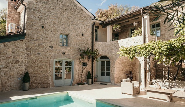 Rustic stone villa with private heated pool near Crikvenica
