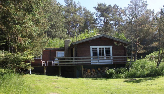 Rustic wooden house in the middle of a beautiful forest