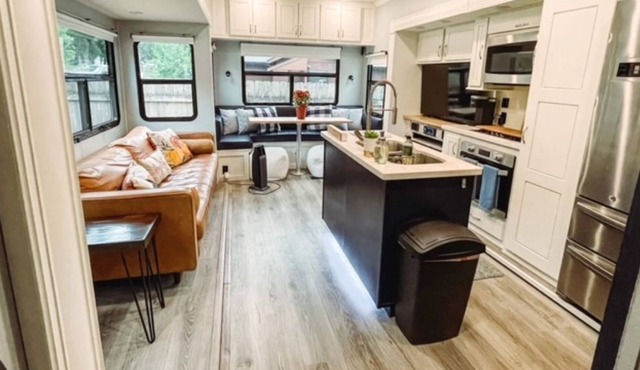 RV by the lake with hot tub and kayaks