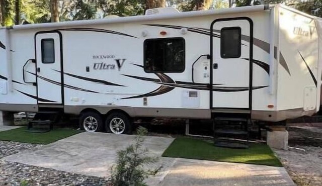 RV camper in a peaceful place