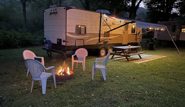 RV Glamping on Ischua Creek @ Campground Adventures