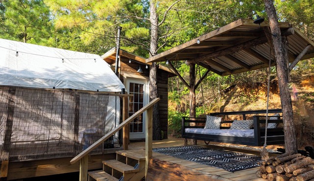 Safari tent with full bath in the North Texas woods