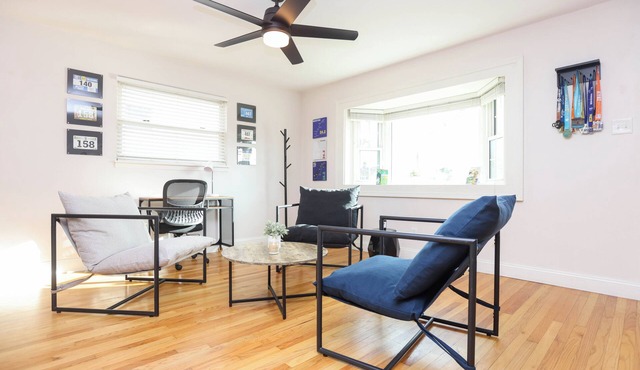 Safe and luxurious home with a garage on quiet street; close to major highways.