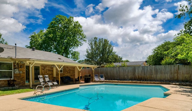 Saltwater pool, theater room, game room, 3 bed 2 bath. Quite safe neighborhood.