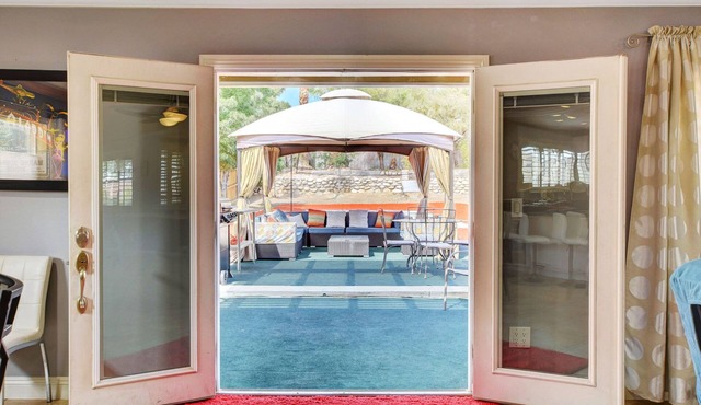 Sand Volleyball And Orange Turf.This Is Vegas!