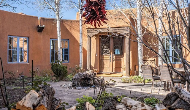 Santa Fe Hacienda Style Estate | Courtyard and Fireplaces