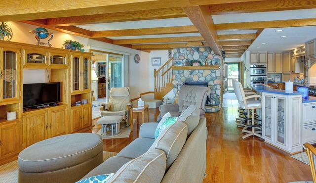 Sauna + Fireplaces! Lakefront Cadillac Retreat