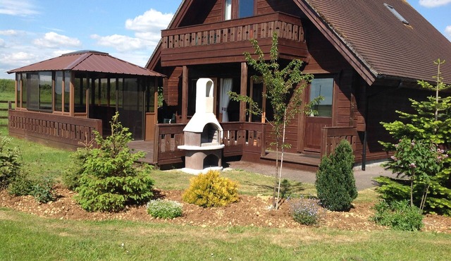 Scandinavian chalet with hot tub in rural North Dorset. Spectacular views.