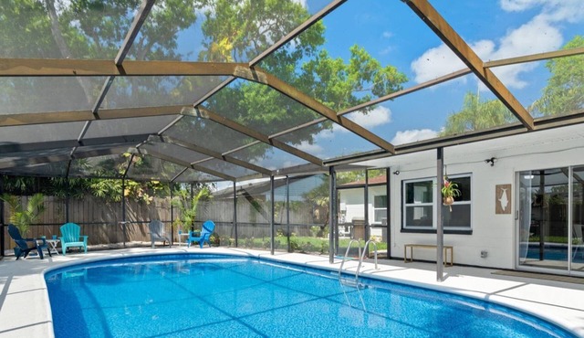 Screened Heated Pool |Serene Patio Lounge Area |Yard Chess |Tranquil Times |Close to RJ Stadium