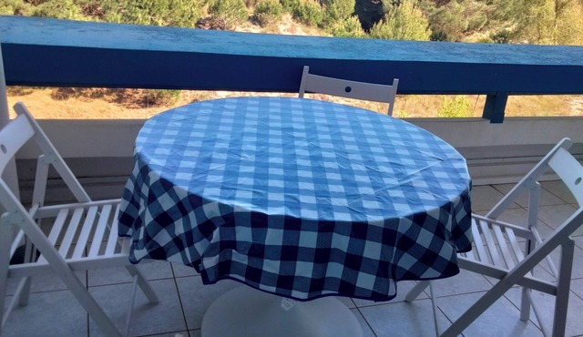 Sea view, air conditioning, wifi, 5 minutes from the beach, protected site, terrace.