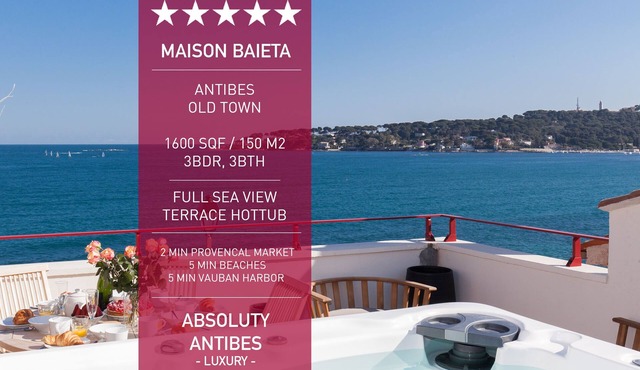 Sea View Retreat · Old Town Antibes · 3BR Home with Terrace & Jacuzzi
