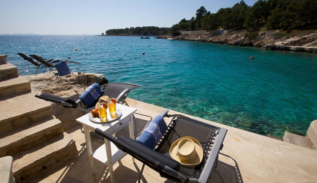 Seafront Villa with Heated Pool & Boat Mooring - Grocery & Chef Service optional