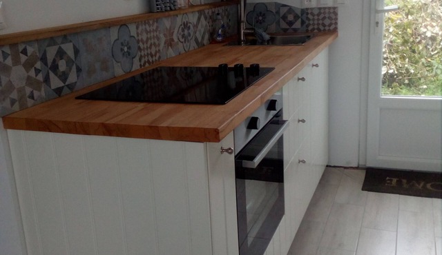 Seaside house near the remains of the landing