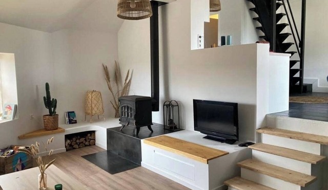 Seaside house with stove and sunset terrace