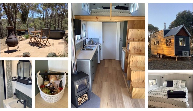 Secluded Bushland Tiny Home with outdoor Hot Tub and Hamper