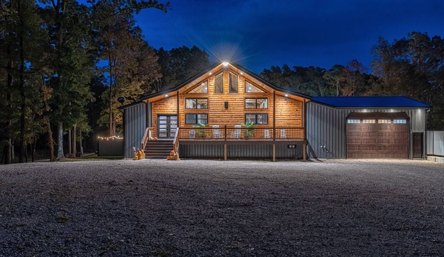 Secluded Cabin with Heated Pool, hot tub, fireplace & so much more