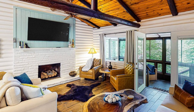 Secluded home with private hot tub, foosball, 2 fireplaces, grill, & cornhole