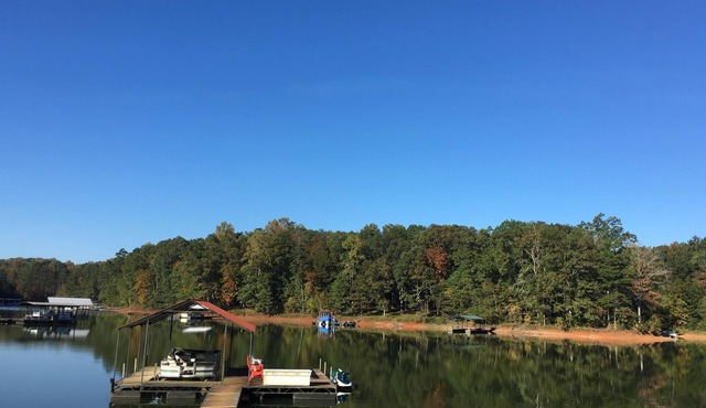 Secluded Lake Front Cabin - on Lake Hartwell, with Dock, Fenced Yard, Fire Pit.