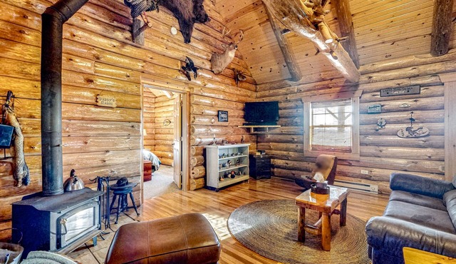 Secluded log cabin near Wisconsin Dells with wood stove & grill - dog-friendly