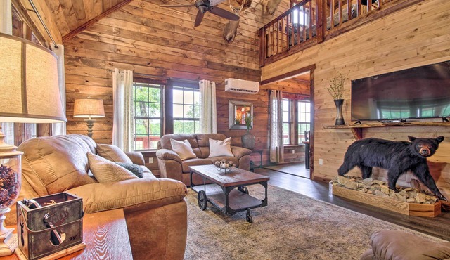 Secluded Log Cabin with Decks, Views & Lake Access