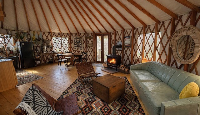 Secluded Off-Grid Yurt with Forest Access, Orchard & Gardens