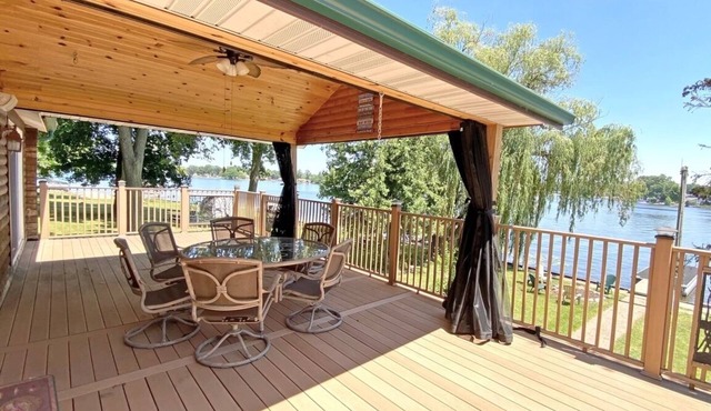 Secluded SW Michigan Lake View Log Cabin w/Fire Pit & Deck on Long Lake