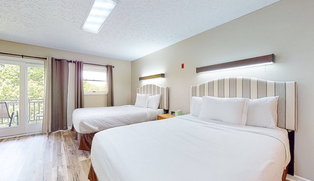 Second-floor, dog-friendly studio with gym & golf view - walk to Douglas Lake