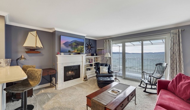 Second-Floor Serenity | Lake Charlevoix Beachfront + Patio | Fireplace |
