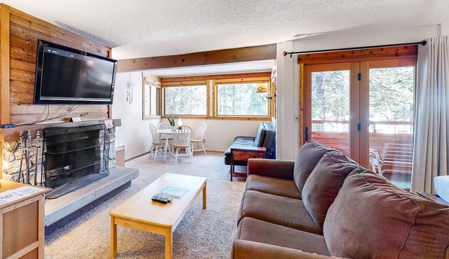 Second-Level Condo with Free WiFi, Wood Fireplace, Shared Outdoor Pool, & Views