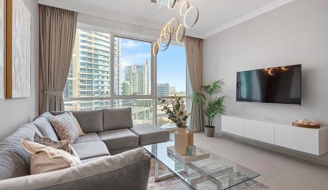 Serene 2-bedroom Escape with Sea Steps Away in JBR