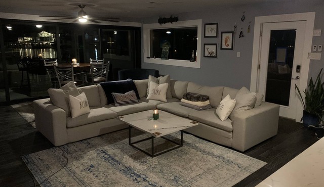 Serene custom home on an expansive 290’ of majestic Lake LBJ shoreline.