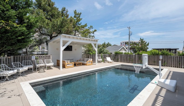 Serene Family Home with Heated Pool 30 Steps from Beach