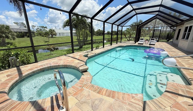 Serenity in luxury. Modern 3-bedroom house with large heated saltwater pool