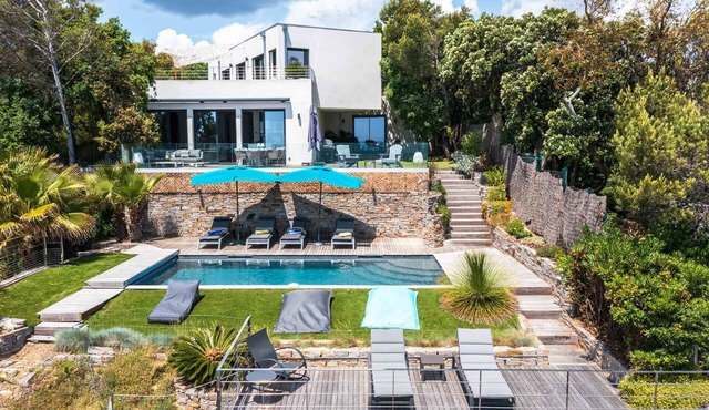 Serenity villa with private beach access, sea view and heated pool