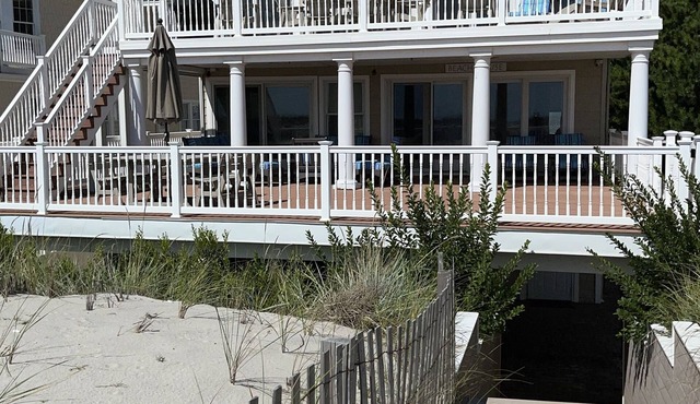 Seven bedroom Ocean Front, on the dunes at Brant Beach, with private beach path.