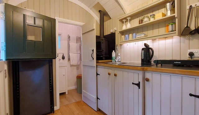 Shepherd hut, wood stove, fire pit, BBQ in small woods. 1066 Country/High Weald.