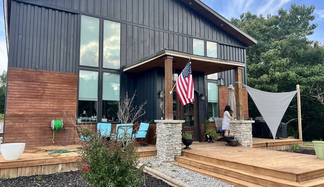 Shipping container home with no neighbors in sight.