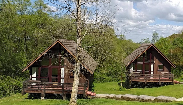 Single storey A-frame lodge.