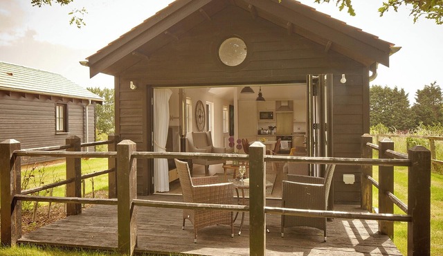 Situated around the lake.