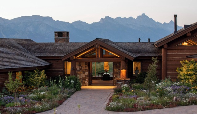 Six-bedroom property features a sizeable art collection & Teton views