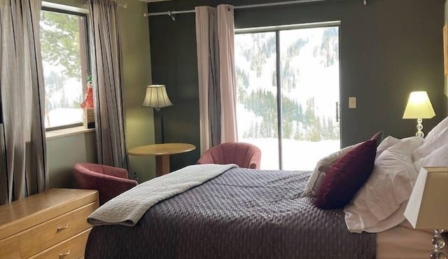 Ski in/out studio room 105 at Powder Mountain's Columbine Inn. Sleeps 2