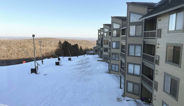 Ski in/out TRUE Ski Access-Boomerang Trail is directly below our balcony.